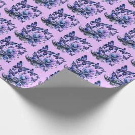 Papel De Presente Borboletas Cintilantes Cósmicas Padrão Rosa