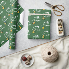 Papel De Presente Borboletas de Dente-de-Leão Parabéns Casa Doce Cas