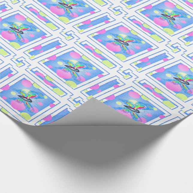 Papel De Presente Borboletas Dimensionais Coloridas (Ponta)