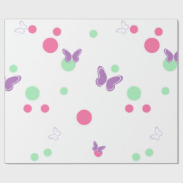 Papel De Presente borboletas doces e bolinhas