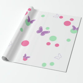 Papel De Presente borboletas doces e bolinhas