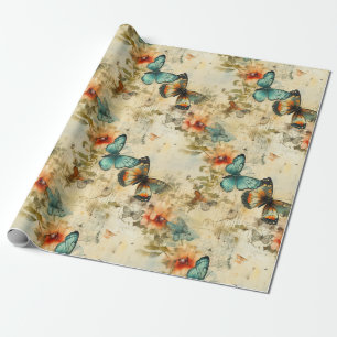 Papel De Presente Borboletas e flores coloridas (8)