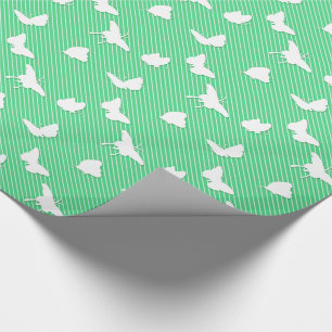 Papel De Presente Borboletas e listras - verde-menta