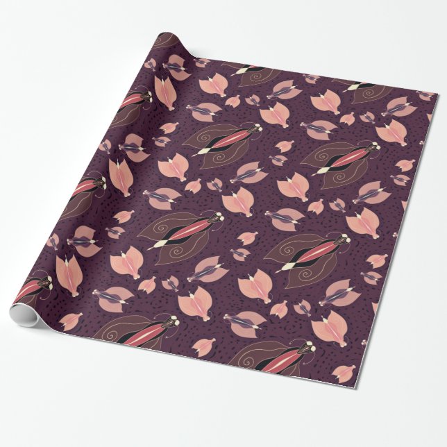 Papel De Presente Borboletas escuras padrão uniforme (Desenrolado)