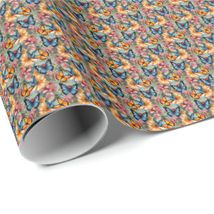 Papel De Presente Borboletas Impressionistas