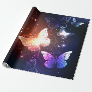 Papel De Presente Borboletas noturnas brilhantes