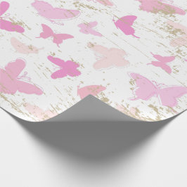 Papel De Presente Borboletas rosa Vintage AOP