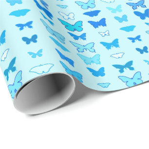 Papel De Presente Borboletas, turquesa, azul e água-marinha