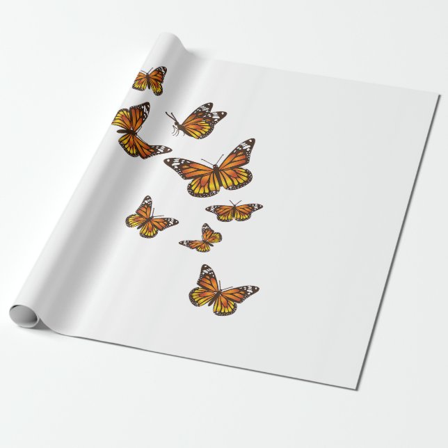 Papel De Presente Borboletas Voadoras - Jardineiro Borboleta-Pente E (Desenrolado)