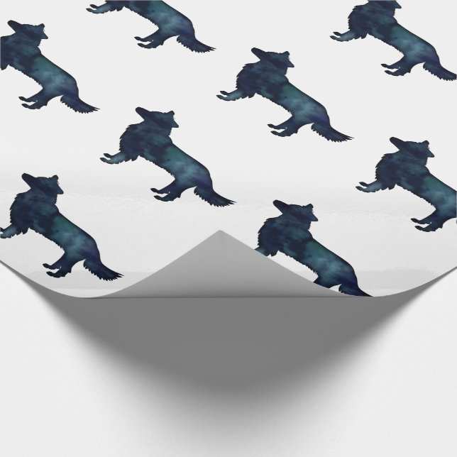 Papel De Presente Borda Collie Black Watercolor (Ponta)