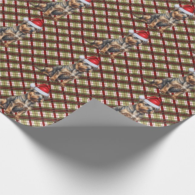 Papel De Presente Borda Terrier com Natal Vermelho e Verde (Ponta)