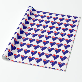 Papel De Presente Borda Vermelha com Bandeira do Coração da Austráli