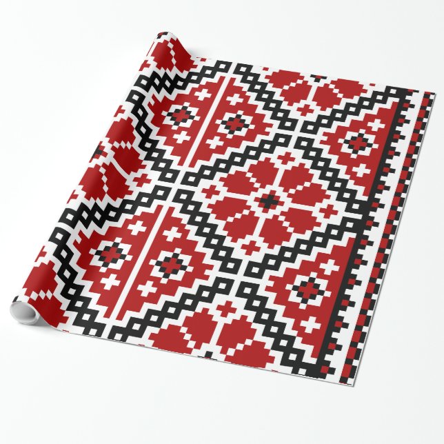 Papel De Presente Bordado ucraniano (Desenrolado)