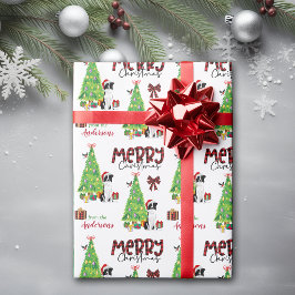 Papel De Presente Border Collie, Bird e Árvore de Natal