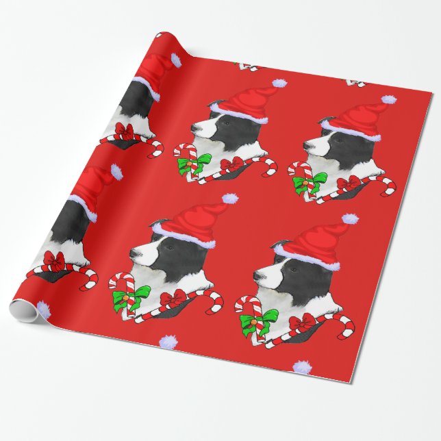 Papel De Presente Border Collie Christmas (Desenrolado)