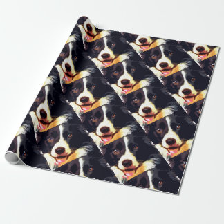 Papel De Presente border collie roxo moderno