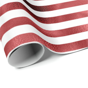 Papel De Presente Bordéus Bordéus Red Stripes Linhas Branco
