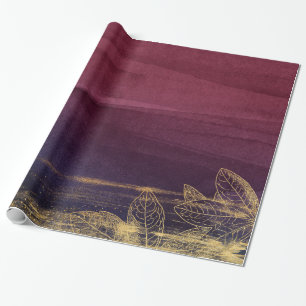 Papel De Presente Borgonha e Dourado