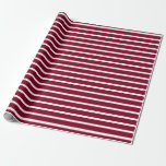 Papel De Presente Borgonha e White Horizontal Strike<br><div class="desc">Papel de enrolamento horizontal em branco e brilhante</div>