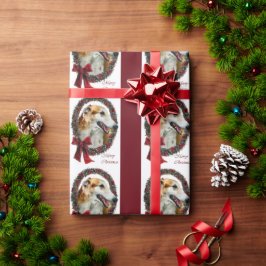 Papel De Presente Borzoi Christmas Wreath