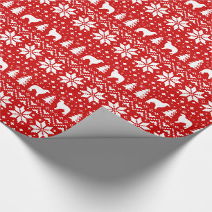 Papel De Presente Borzoi Dog Silhouettes Natal Vermelho