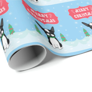 Papel De Presente Boston Terrier Feliz Natal