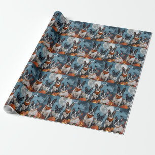 Papel De Presente Boston Terrier Halloween Assustador