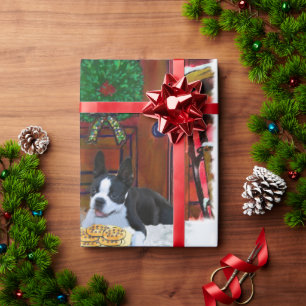 Papel De Presente Boston Terrier Natal