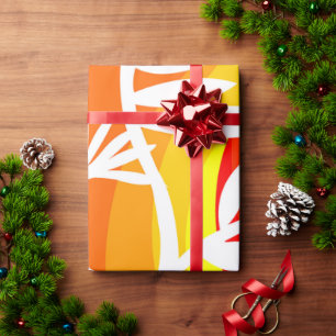 Papel De Presente Botânica branca e laranja