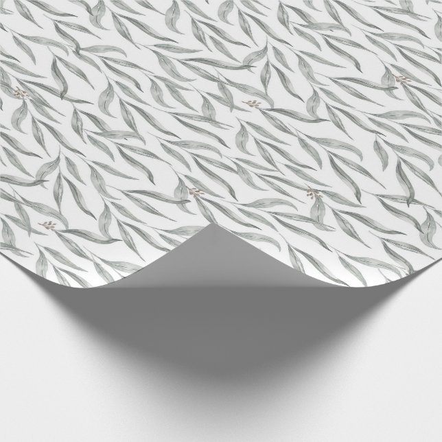 Papel De Presente Botânica De Aquarela Deixa Eucalipto Australiano (Ponta)