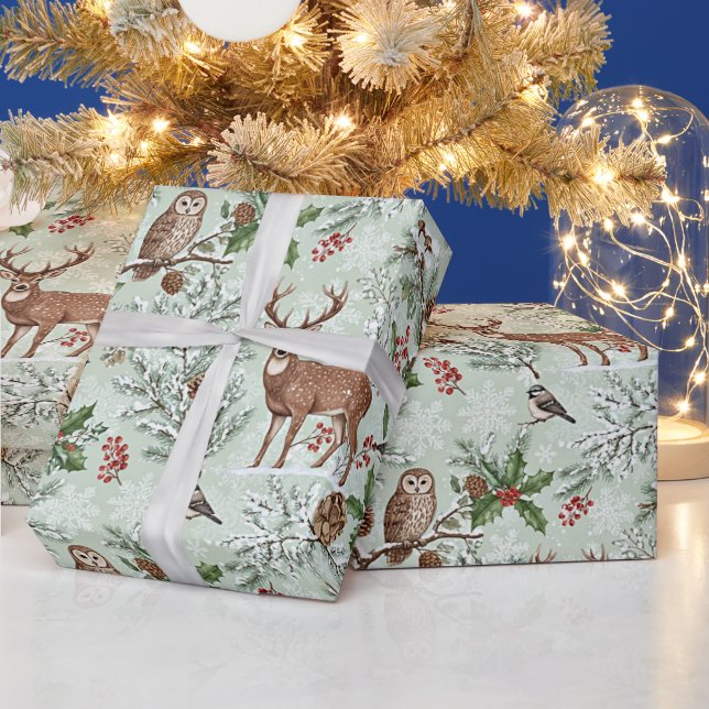 Papel De Presente botânica de Natal da floresta (Feriados)