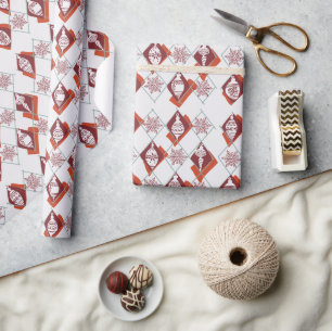 Papel De Presente Botânica do Natal Vermelho Escandinavo Moderno