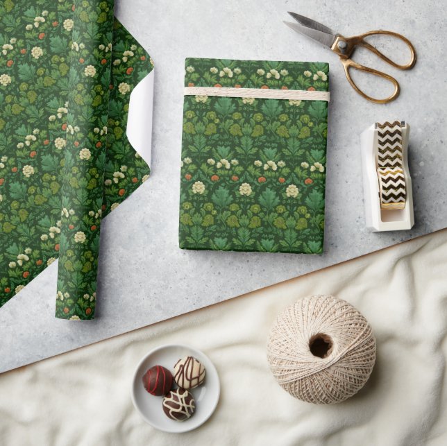 Papel De Presente Botânica Floral Verde Sereno (Artesanato)