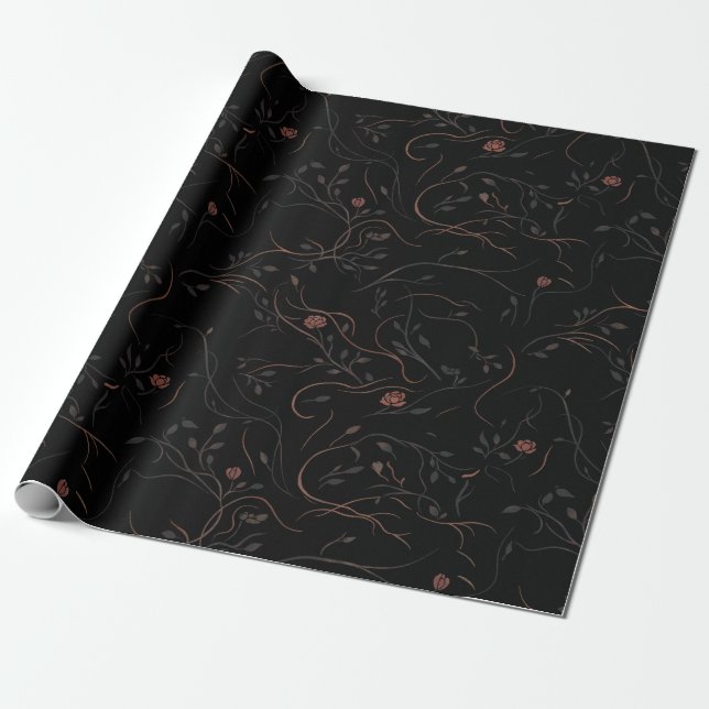 Papel De Presente Botanical Line Art Wrapping Paper (Desenrolado)