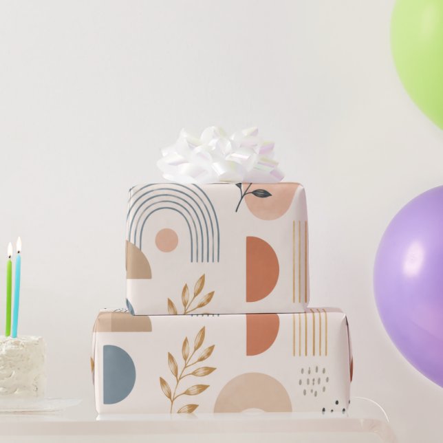 Papel De Presente Botânico Arco-íris Boho  (Presentes para festas)