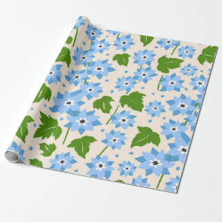 Papel De Presente Botânico Azul Esquecer-Me-Não Desenhado à Mão Capr