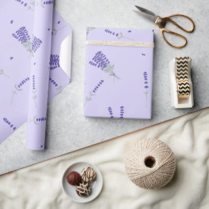 Papel De Presente Botânico Floral de Flor Silvestre Roxa Lavanda