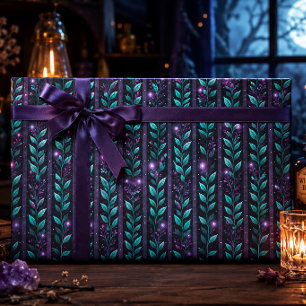 Papel De Presente Botânico Floral Mágico Crepuscular Luminoso