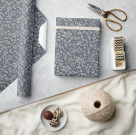 Papel De Presente Botânico Floresta-Azul