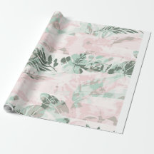 Papel de Presente Botânico Folha Tropical Pastel