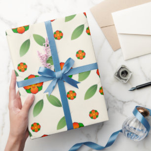 Papel De Presente Botânico Minimalista com Flor de Laranjeira