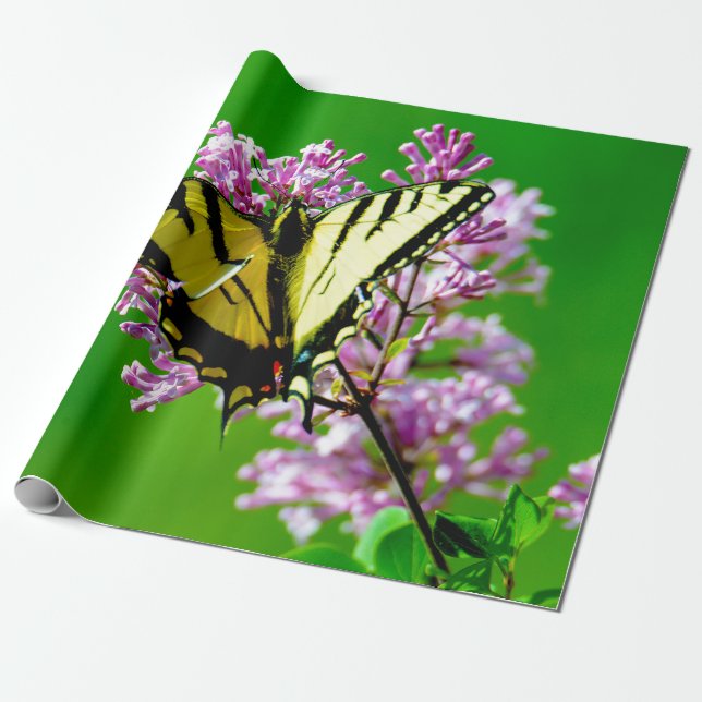 PAPEL DE PRESENTE BOTÃO AMARELO EM FLORES DE TINTA (Desenrolado)