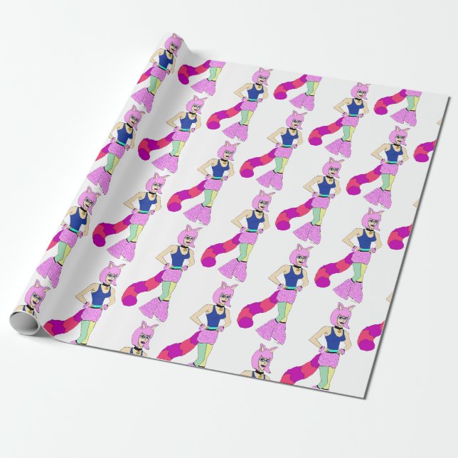 Papel De Presente botão catgirl (Desenrolado)