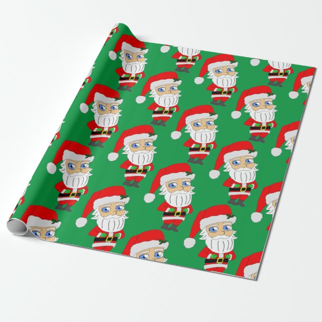 Papel De Presente botão chibi santa claus (Desenrolado)