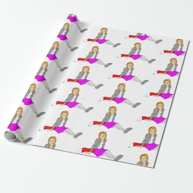 Papel De Presente botão da garota foxy (Desenrolado)