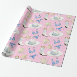 Papel De Presente Botas de Cowgirl Costeira Rosa Presente