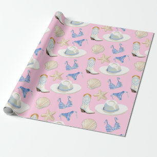Papel De Presente Botas de Cowgirl Costeira Rosa Presente