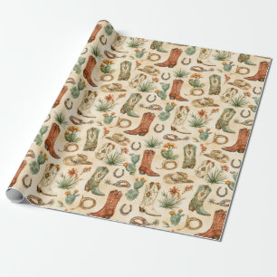 Papel De Presente Botas de Cowgirl de Nashville Chapéu Aquarela Pres