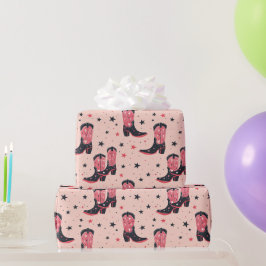 Papel De Presente Botas de Cowgirl Rosa