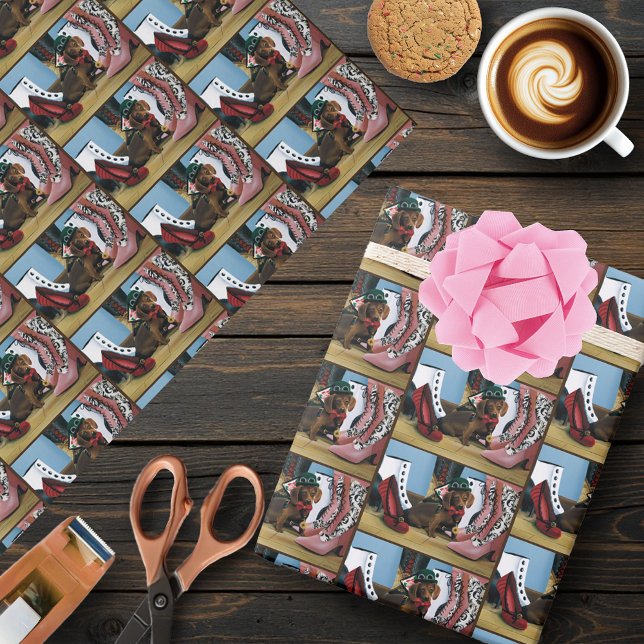 Papel De Presente Botas Vitorianas de Dachshund Cachorro Steampunk (Criador carregado)